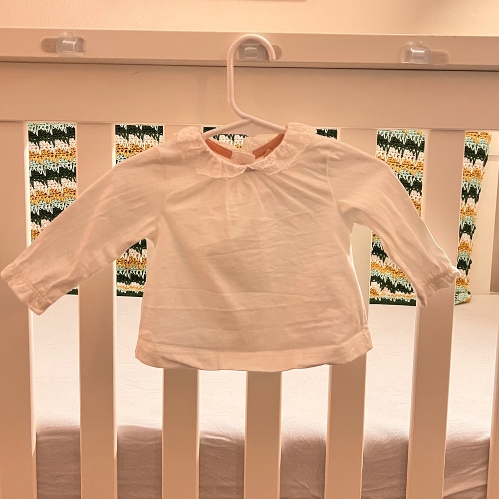 Baby Boden eyelet lace Peter Pan collar top